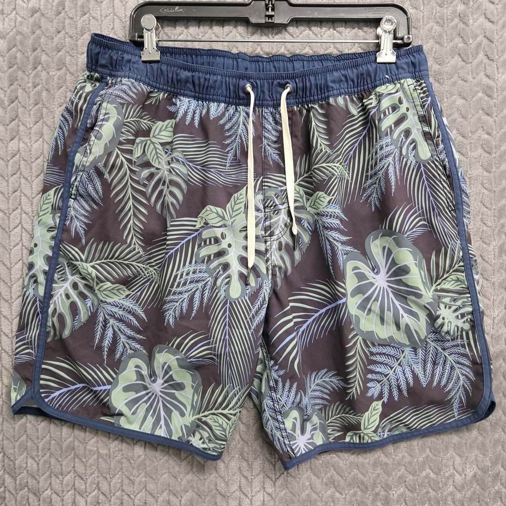 Fair Harbor Shorts Swim Trunks Mens Size XL‎ Blue Hawaiian Floral Casual Hybrid